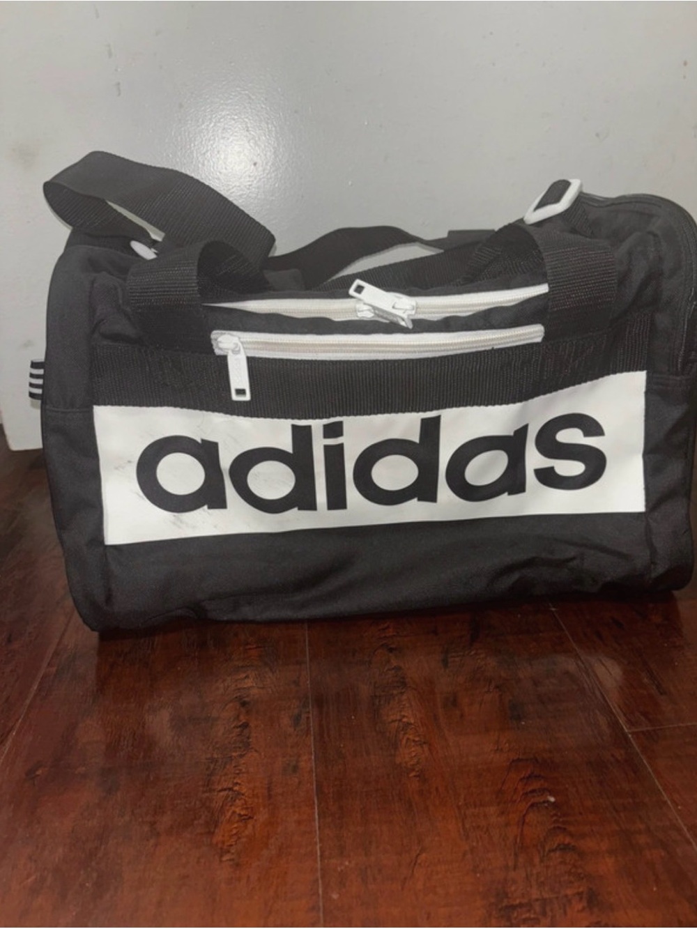 adidas Black Duffel with White Logo Panel